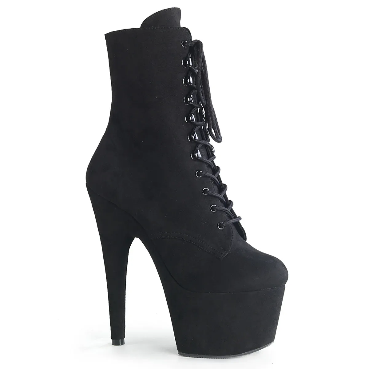 Adore 1020FS Black Vegan Suede 7" Heel Platform Ankle Boots