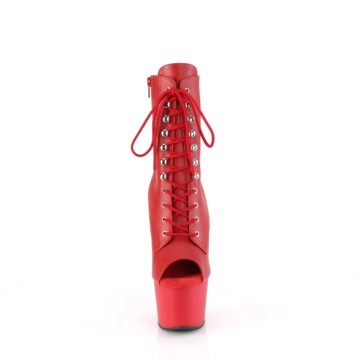 Adore 1021 Red Matte 7" Heel Platform Peep Toe Ankle Boots -Direct