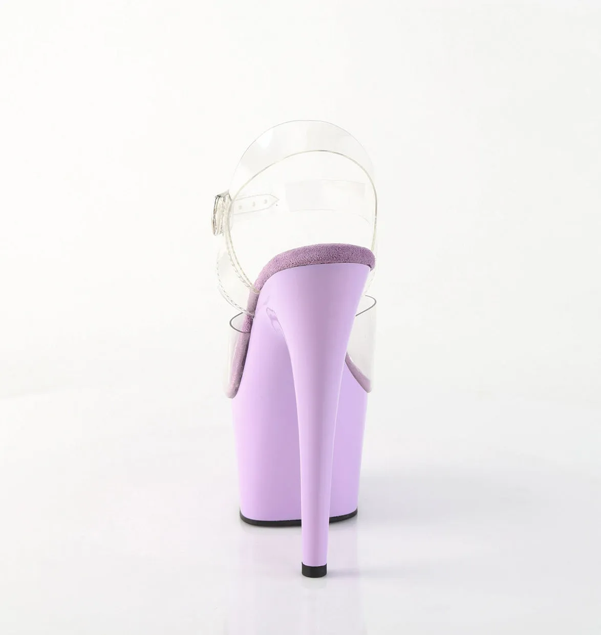 Adore 708 Clear Upper Ankle Strap 7" Heel Lavender Lilac Platform Shoes -Direct