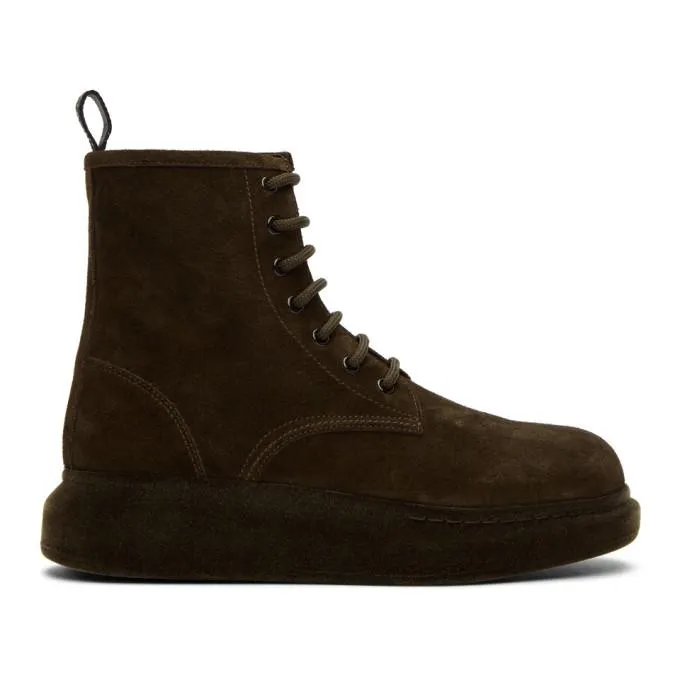 Alexander McQueen Brown Suede Hybrid Boots