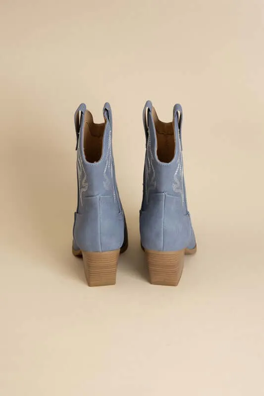 Blazing-S Western Cowgirl Embroidery Ankle Boots