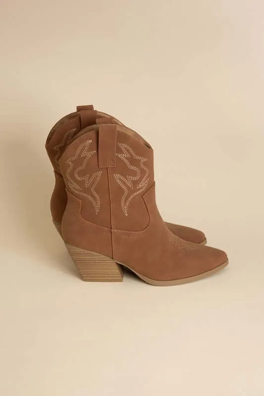 Blazing-S Western Cowgirl Embroidery Ankle Boots