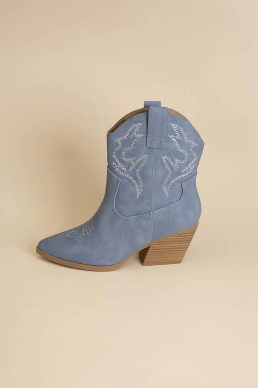 Blazing-S Western Cowgirl Embroidery Ankle Boots