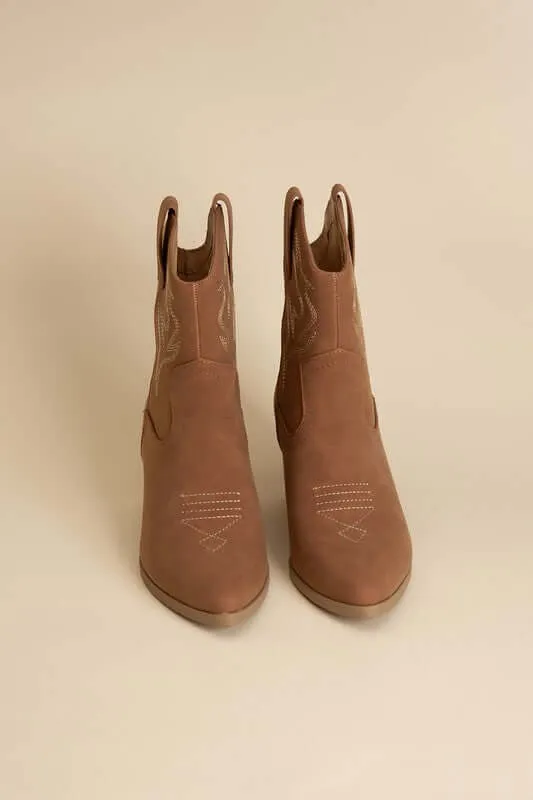 Blazing-S Western Cowgirl Embroidery Ankle Boots