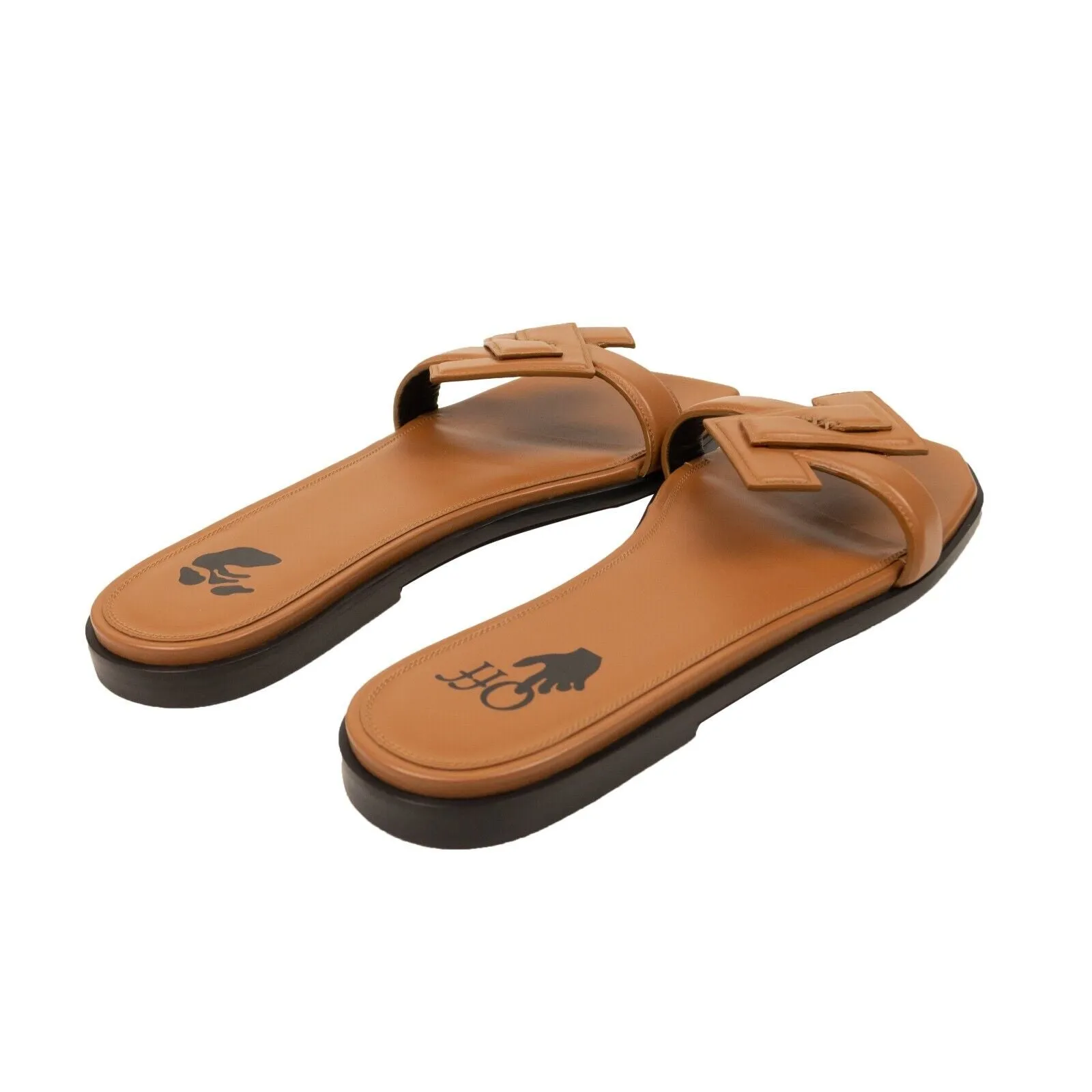 Brown Leather Arrow Flat Sandals