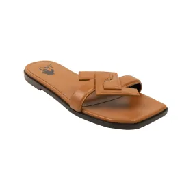 Brown Leather Arrow Flat Sandals