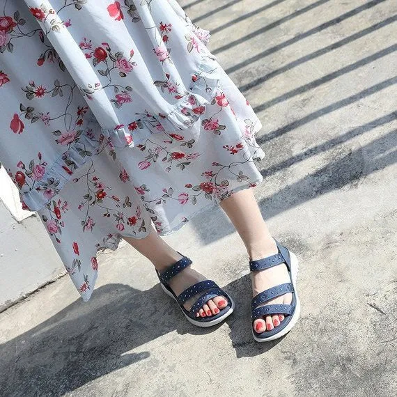 Cuzcare Women Bling Orthopedic Sandals Low Heel Glamorous Beach Summer