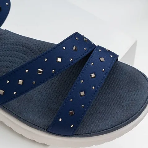 Cuzcare Women Bling Orthopedic Sandals Low Heel Glamorous Beach Summer