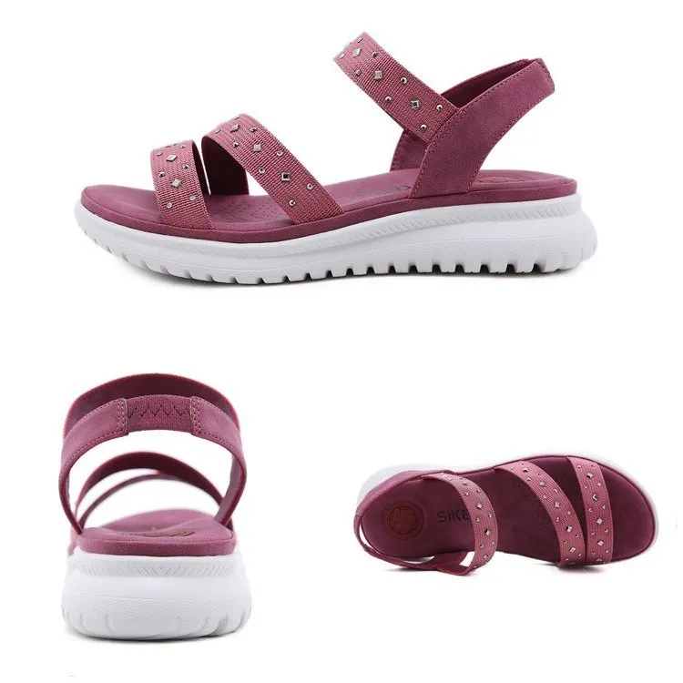 Cuzcare Women Bling Orthopedic Sandals Low Heel Glamorous Beach Summer
