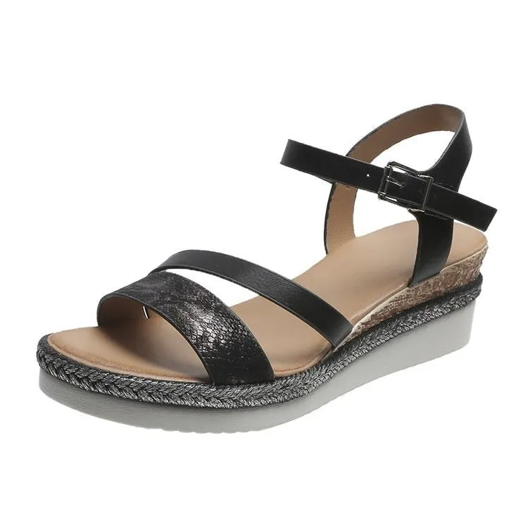 Cuzcare Women Orthopedic Sandals Comfy Anti-slip Soles Buckle Strap