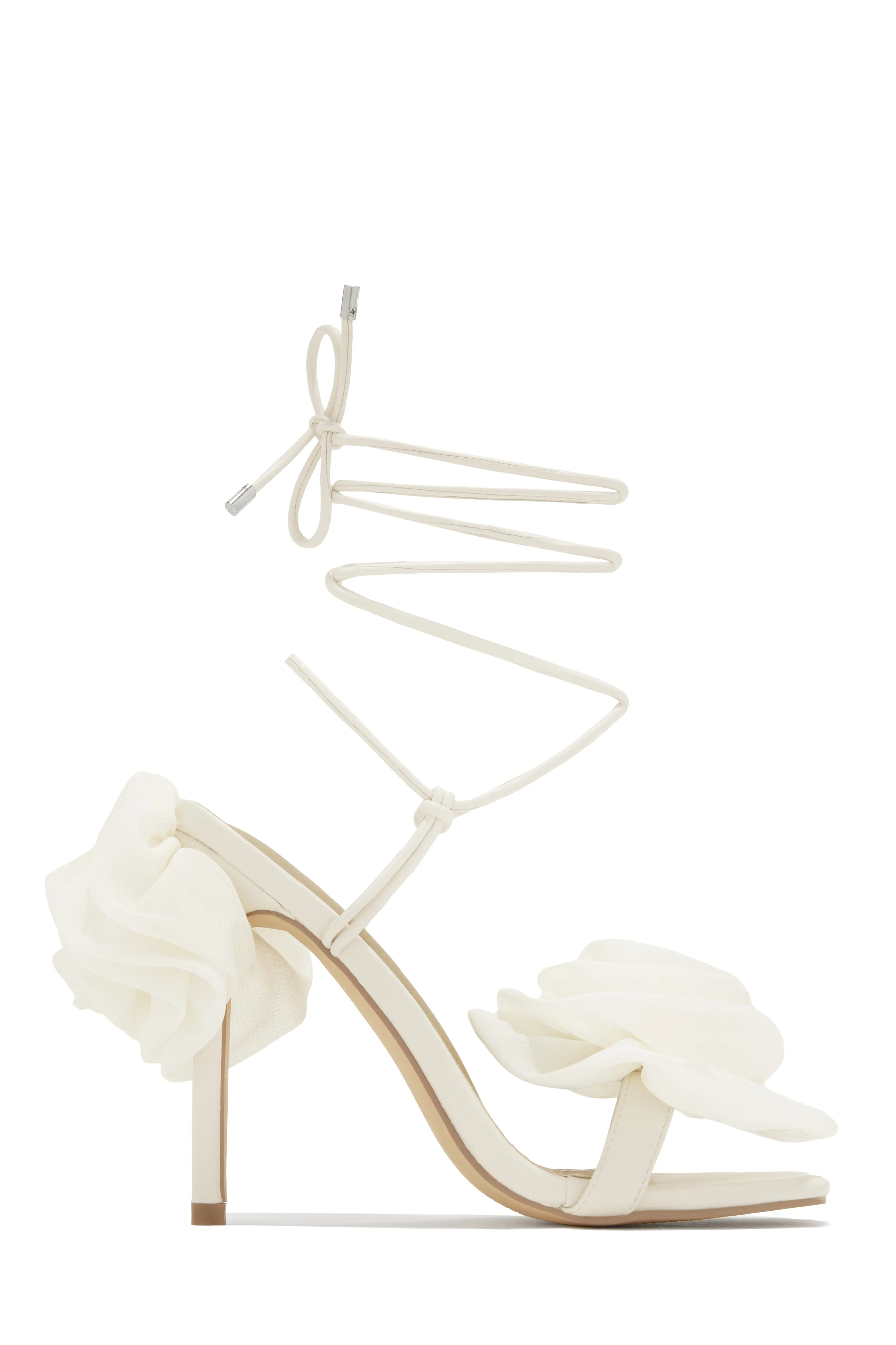 Divine Bloom Rosette Lace Up Heels - Denim