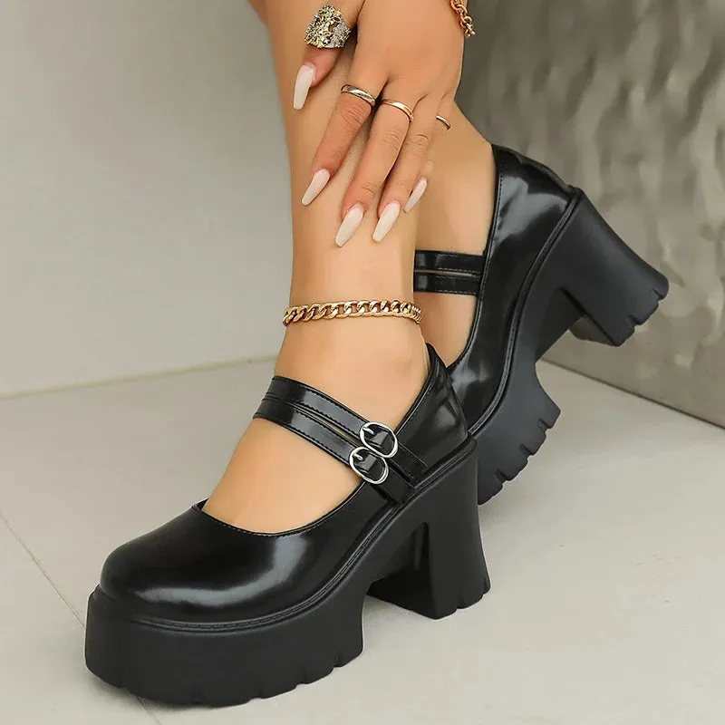 Double Buckle Chunky Platform Mary Janes