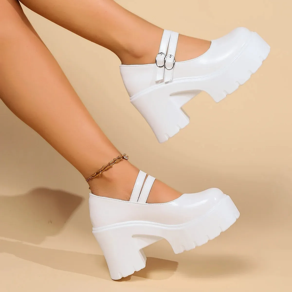 Double Buckle Chunky Platform Mary Janes