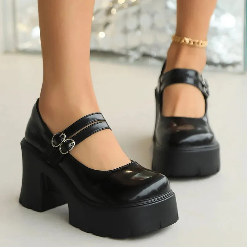 Double Buckle Chunky Platform Mary Janes