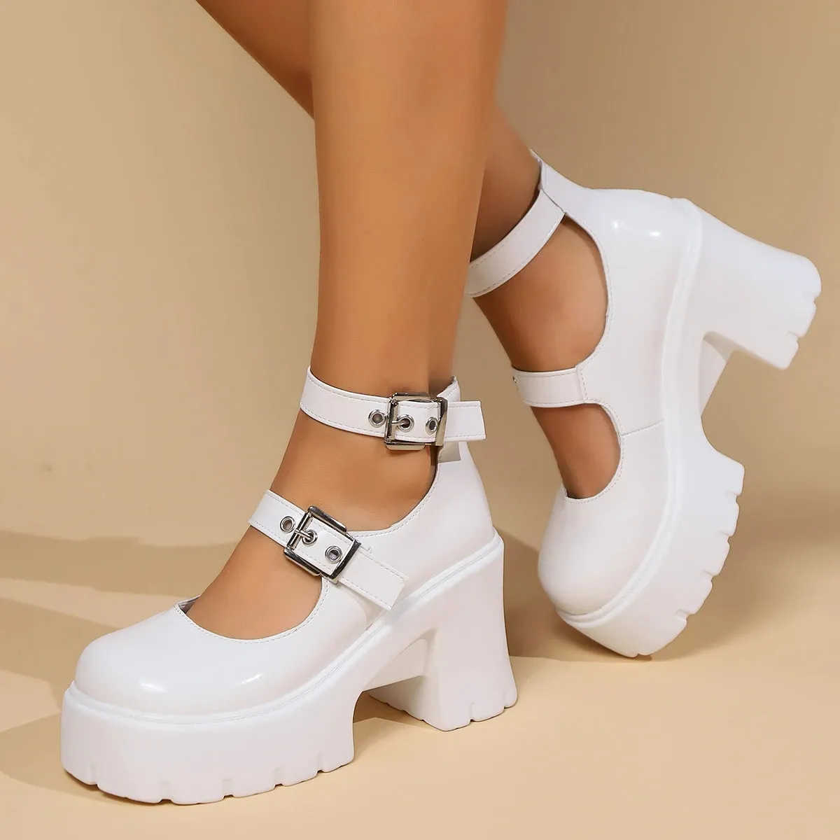 Double Buckle Chunky Platform Mary Janes