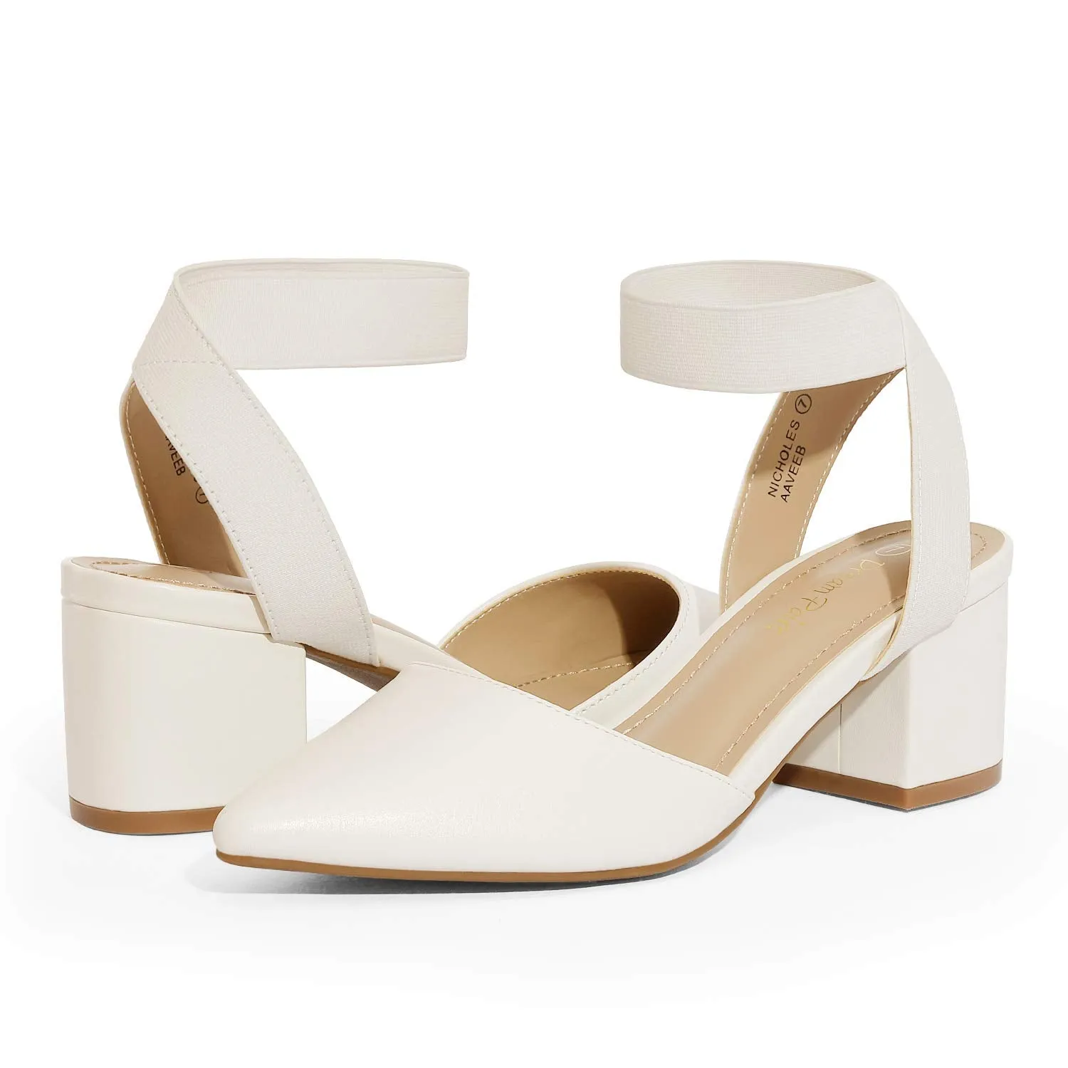 DREAM PAIRS ANNEE Heels Pumps Rhinestone Closed Toe Block Chunky Shoes