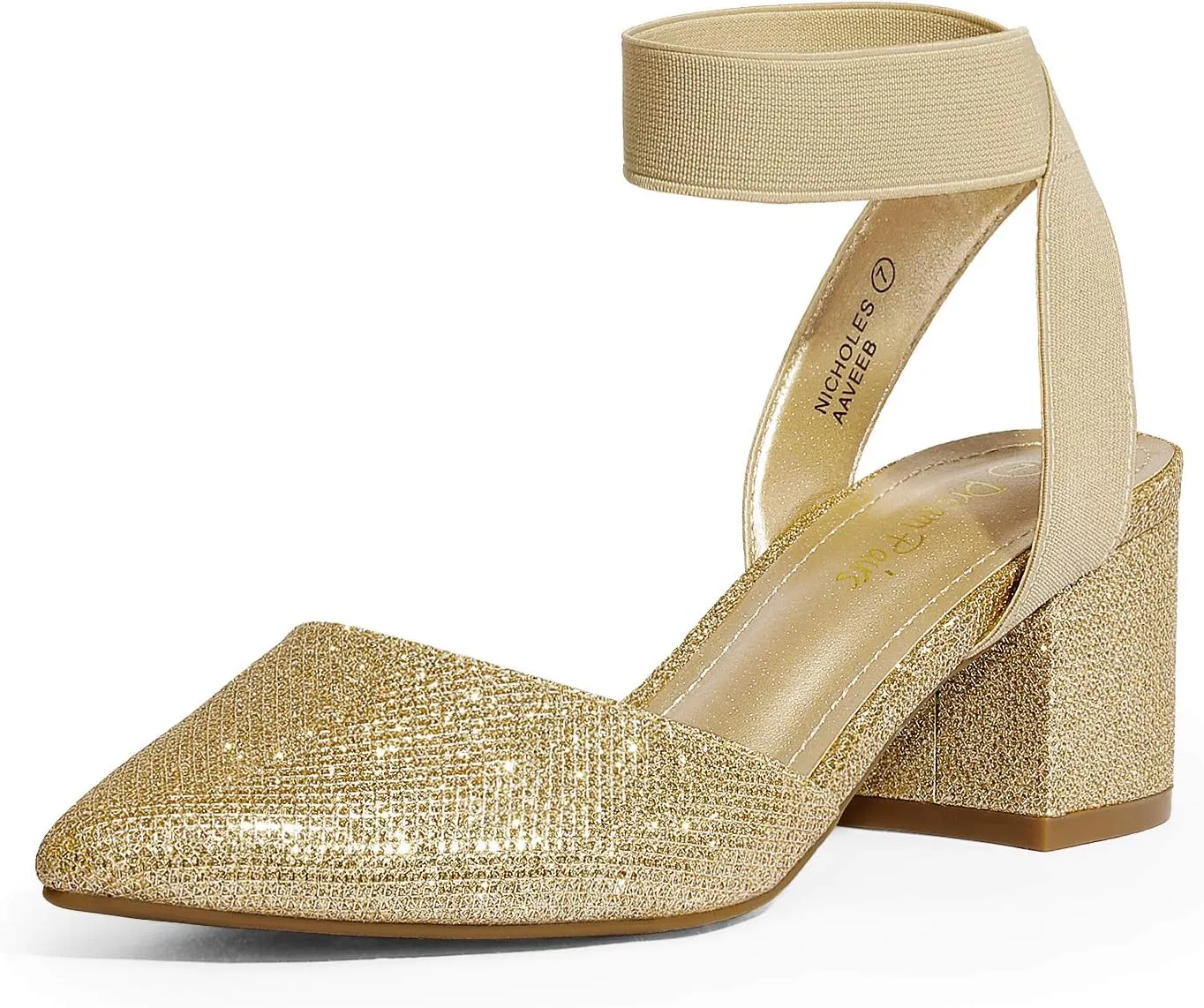 DREAM PAIRS ANNEE Heels Pumps Rhinestone Closed Toe Block Chunky Shoes
