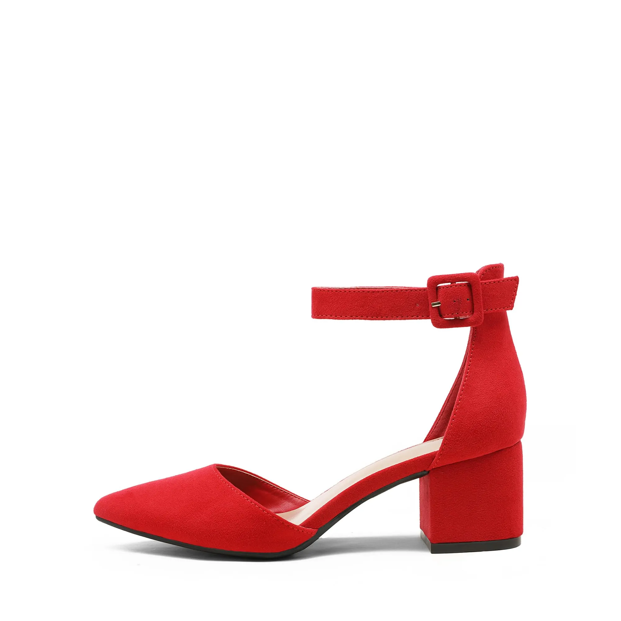 DREAM PAIRS ANNEE Heels Pumps Rhinestone Closed Toe Block Chunky Shoes