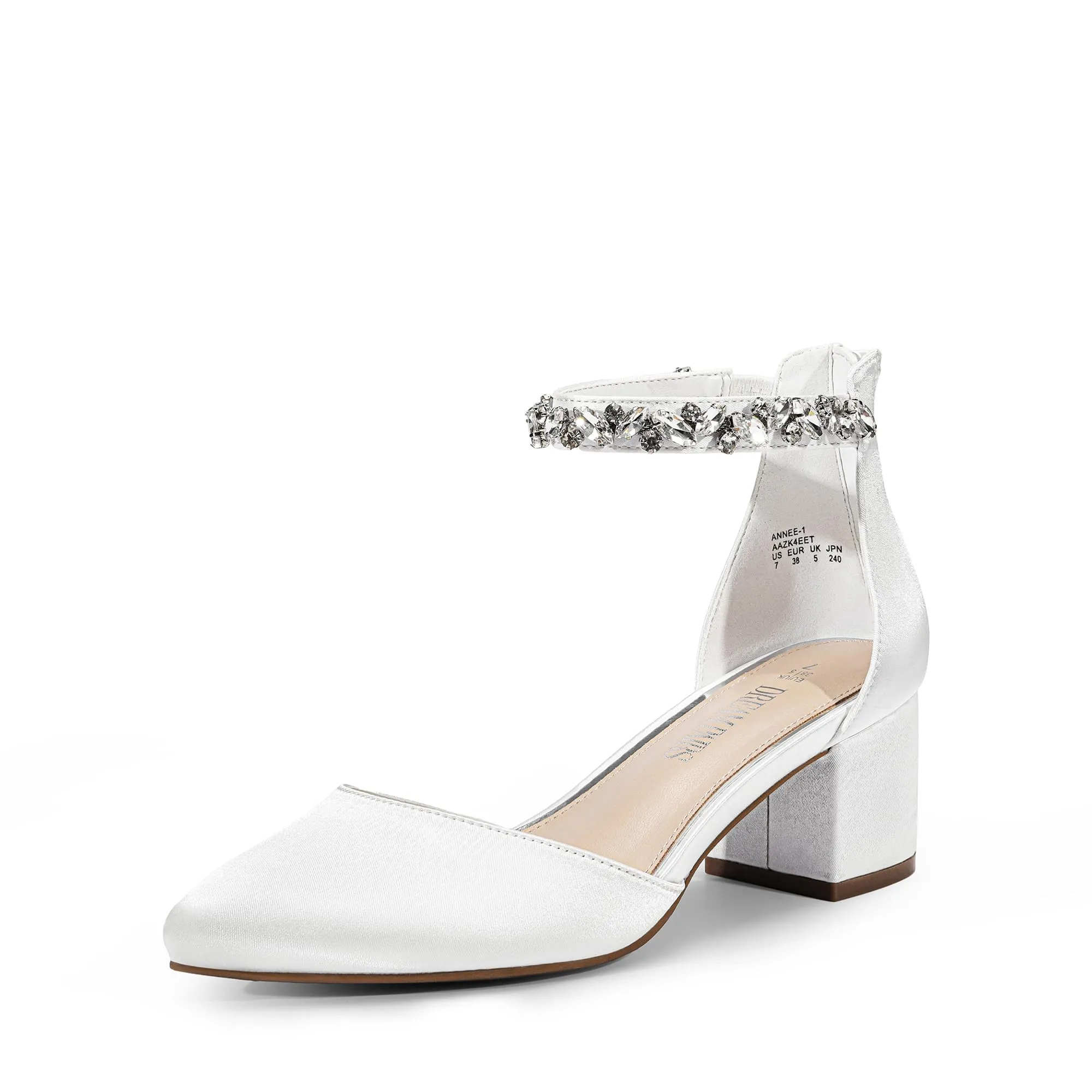 DREAM PAIRS ANNEE Heels Pumps Rhinestone Closed Toe Block Chunky Shoes