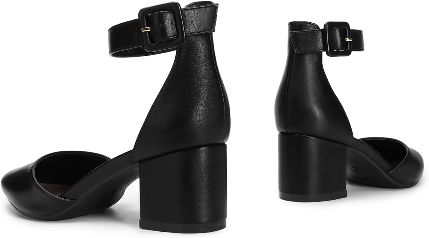 DREAM PAIRS ANNEE Heels Pumps Rhinestone Closed Toe Block Chunky Shoes