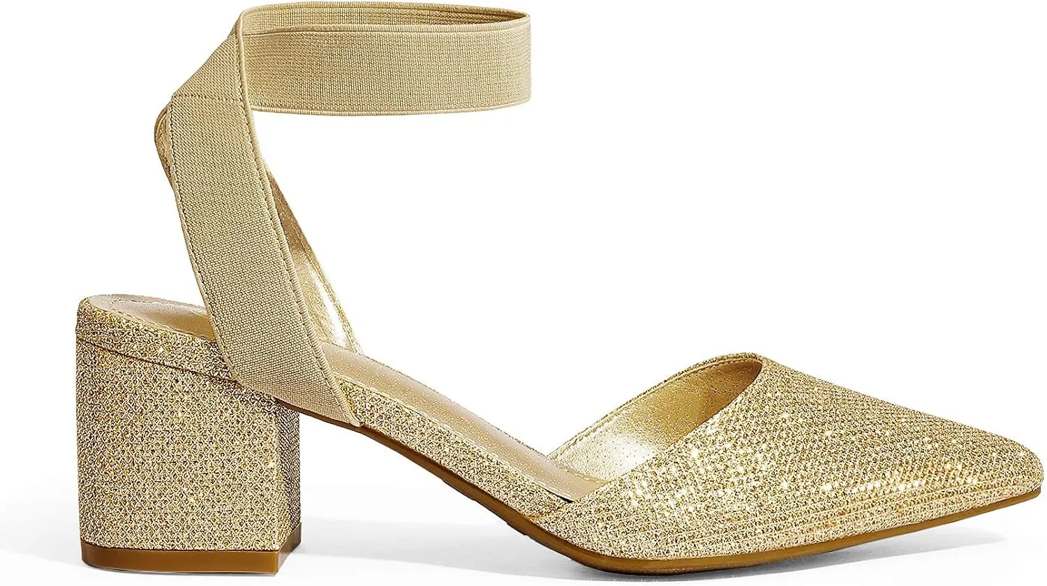 DREAM PAIRS ANNEE Heels Pumps Rhinestone Closed Toe Block Chunky Shoes