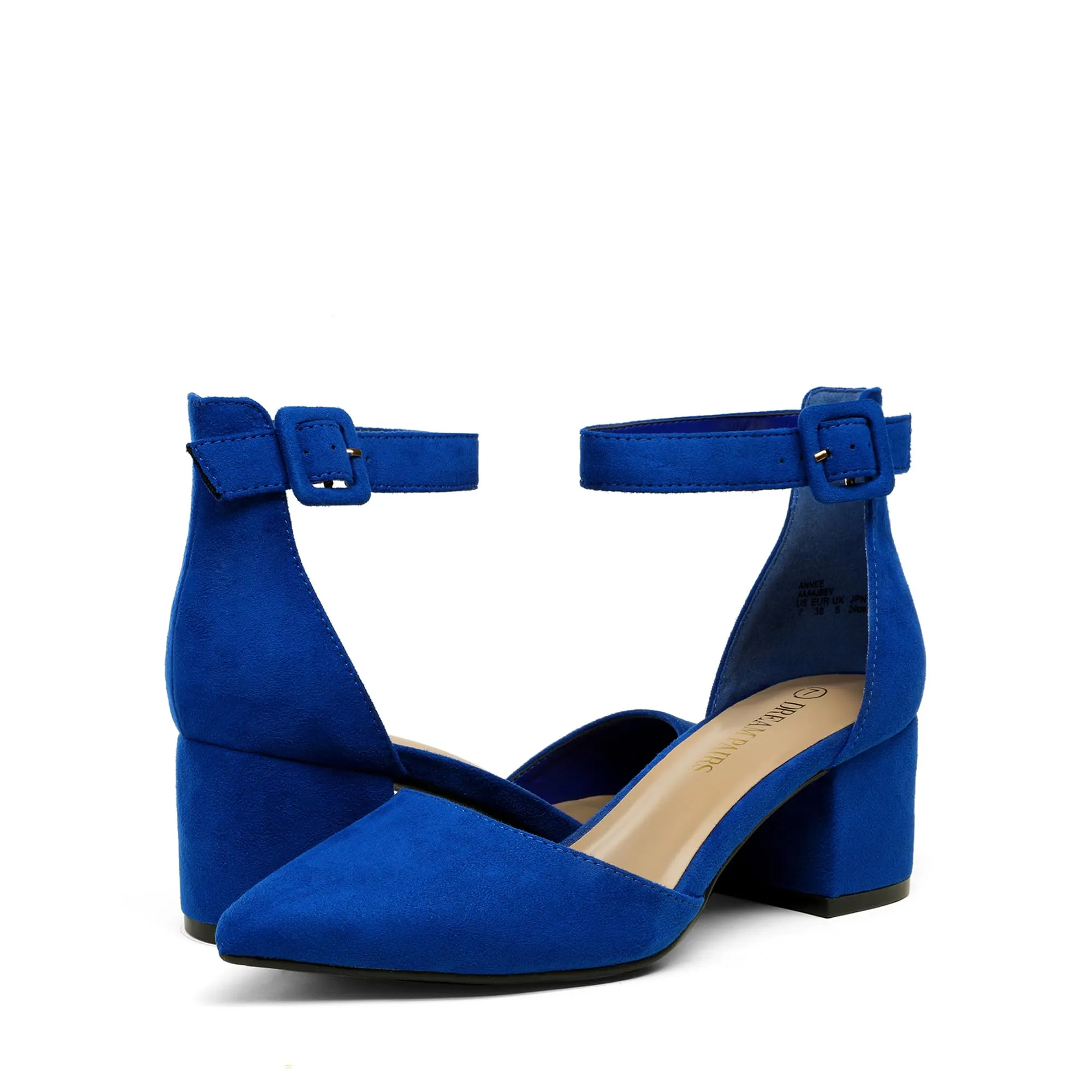 DREAM PAIRS ANNEE Heels Pumps Rhinestone Closed Toe Block Chunky Shoes