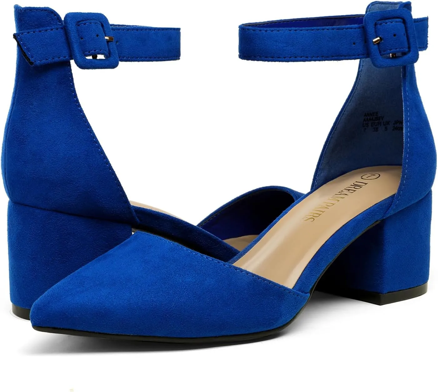 DREAM PAIRS ANNEE Heels Pumps Rhinestone Closed Toe Block Chunky Shoes