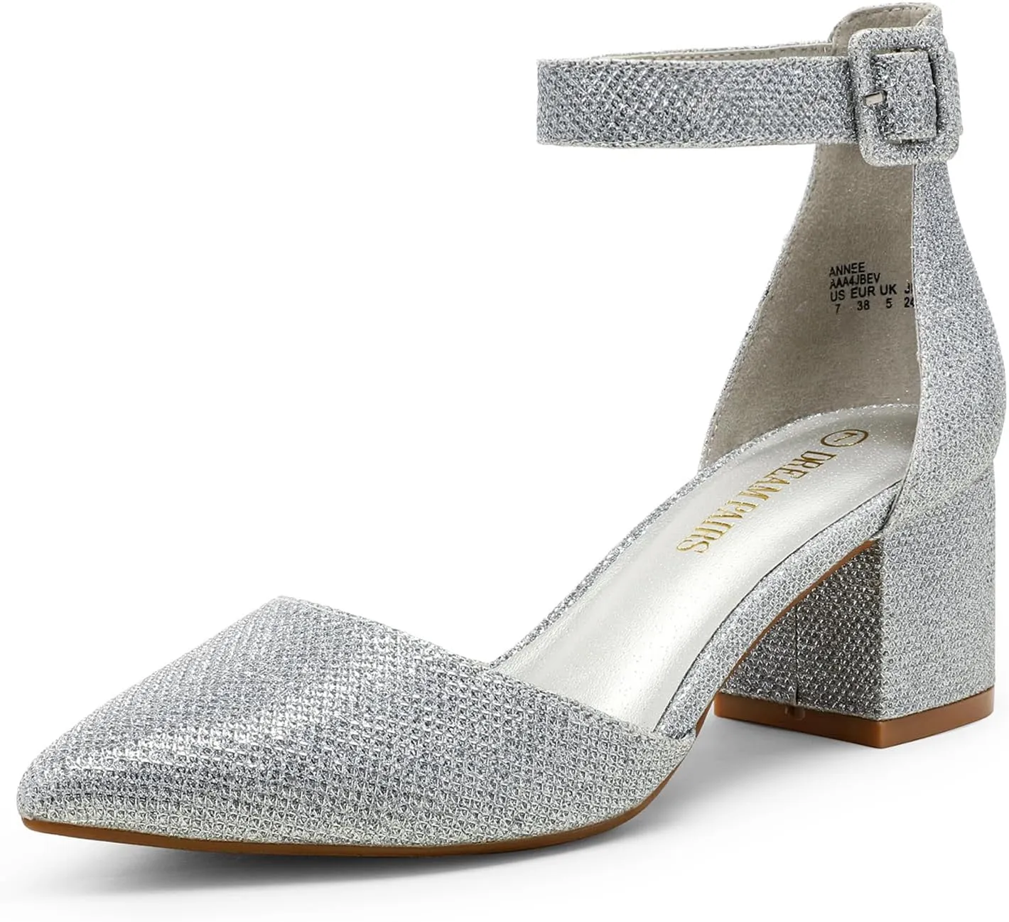 DREAM PAIRS ANNEE Heels Pumps Rhinestone Closed Toe Block Chunky Shoes