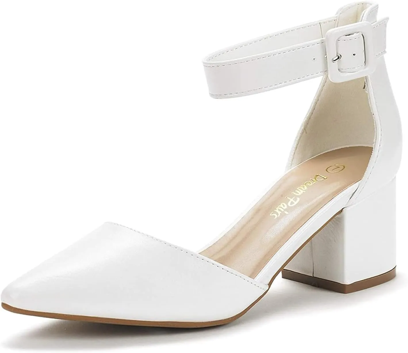 DREAM PAIRS ANNEE Heels Pumps Rhinestone Closed Toe Block Chunky Shoes