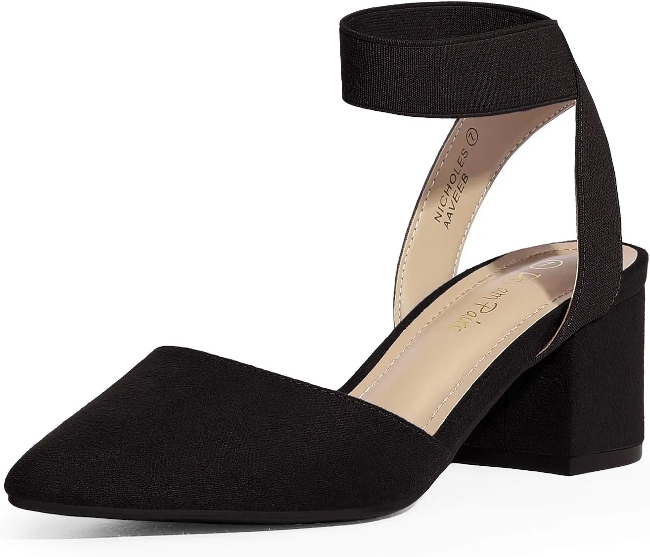 DREAM PAIRS ANNEE Heels Pumps Rhinestone Closed Toe Block Chunky Shoes