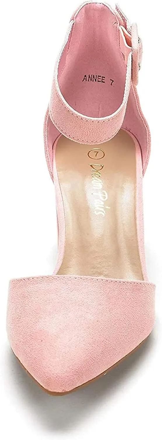 DREAM PAIRS ANNEE Heels Pumps Rhinestone Closed Toe Block Chunky Shoes
