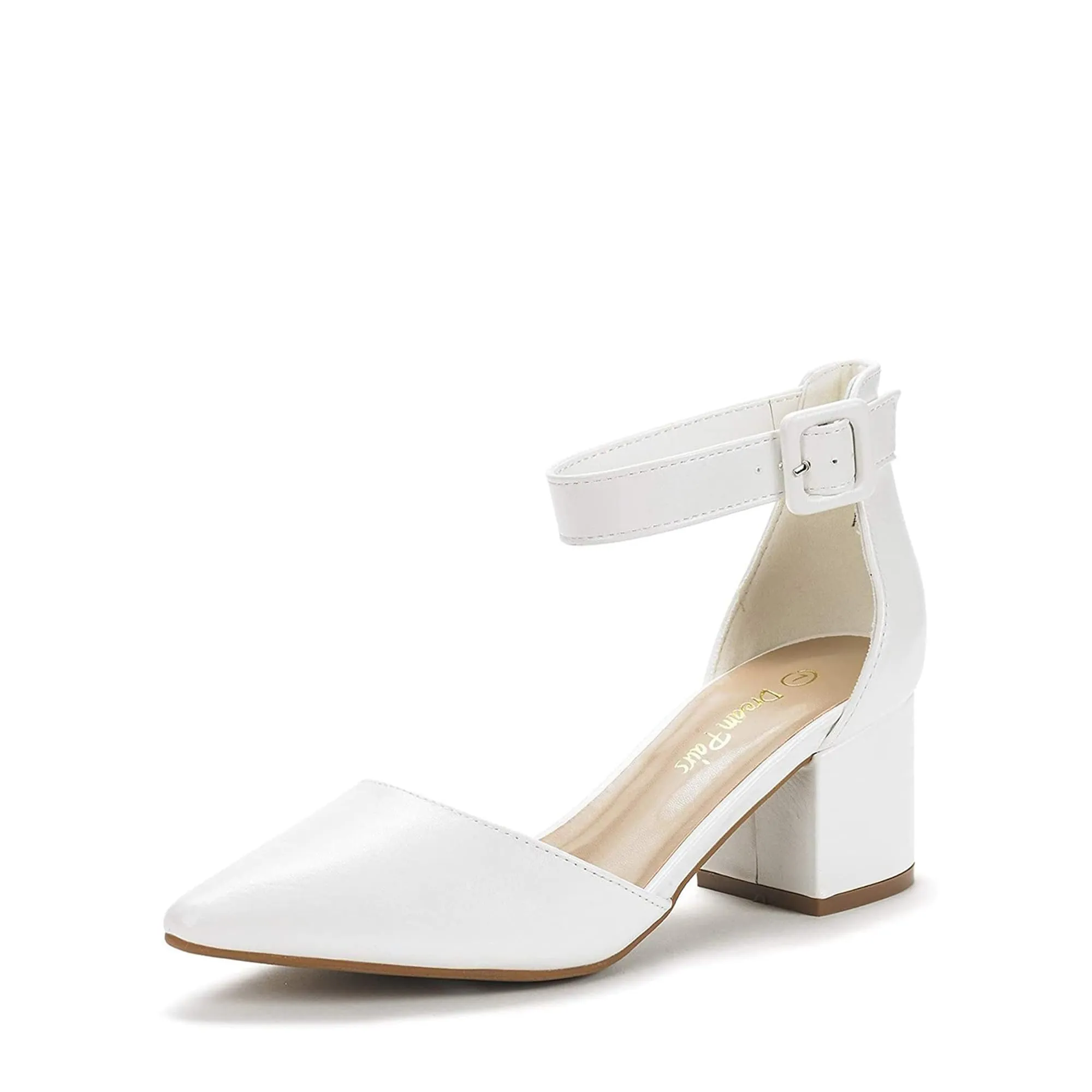DREAM PAIRS ANNEE Heels Pumps Rhinestone Closed Toe Block Chunky Shoes