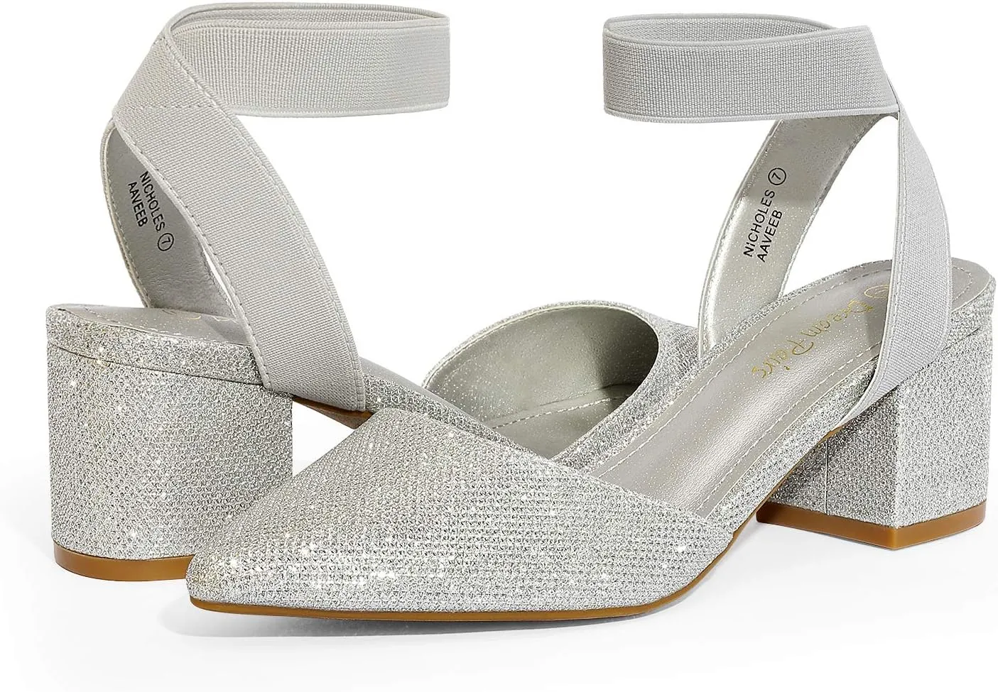 DREAM PAIRS ANNEE Heels Pumps Rhinestone Closed Toe Block Chunky Shoes