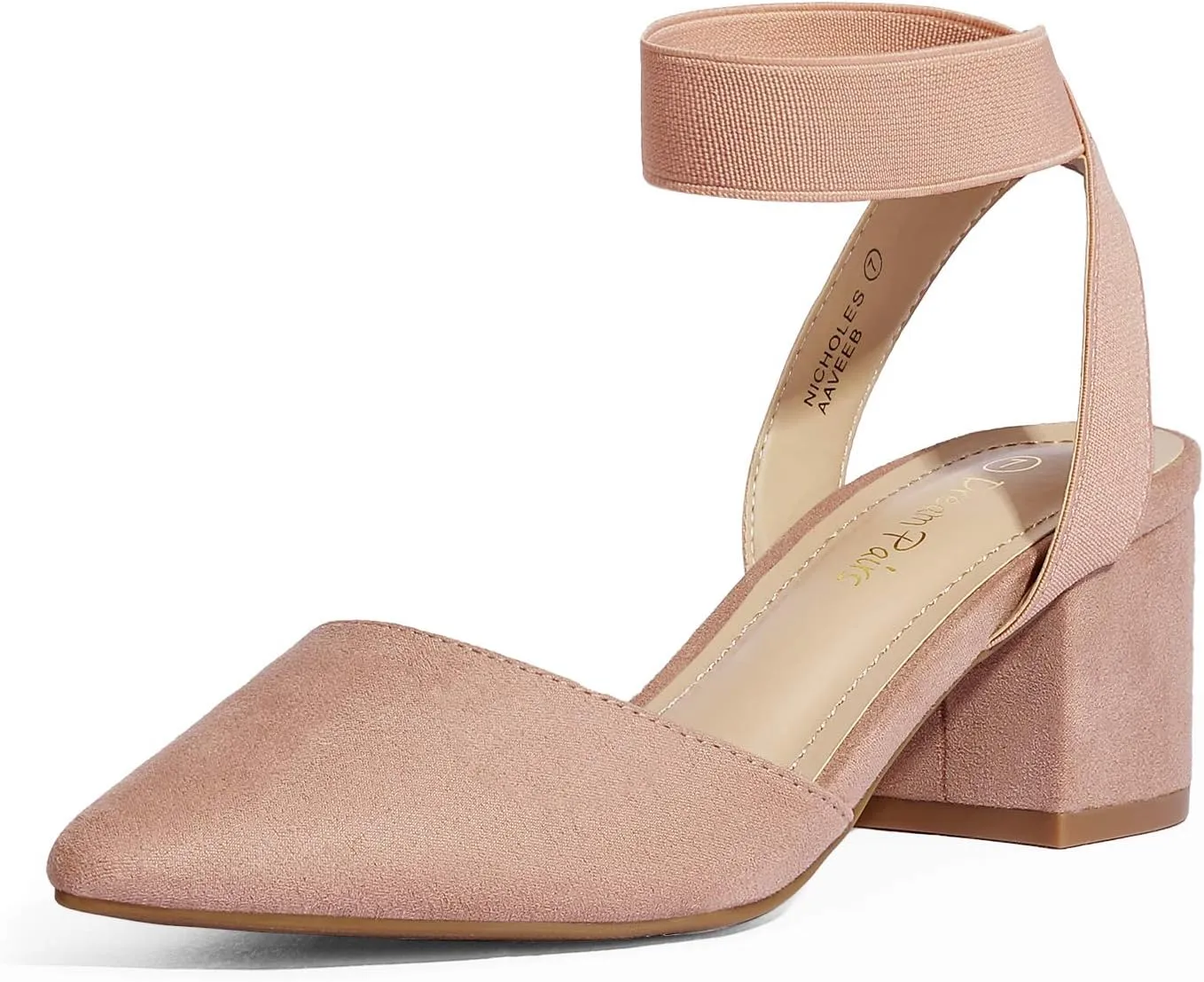 DREAM PAIRS ANNEE Heels Pumps Rhinestone Closed Toe Block Chunky Shoes