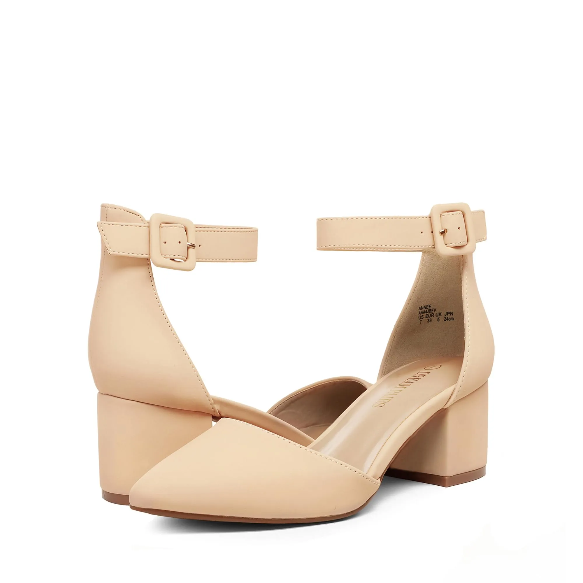 DREAM PAIRS ANNEE Heels Pumps Rhinestone Closed Toe Block Chunky Shoes