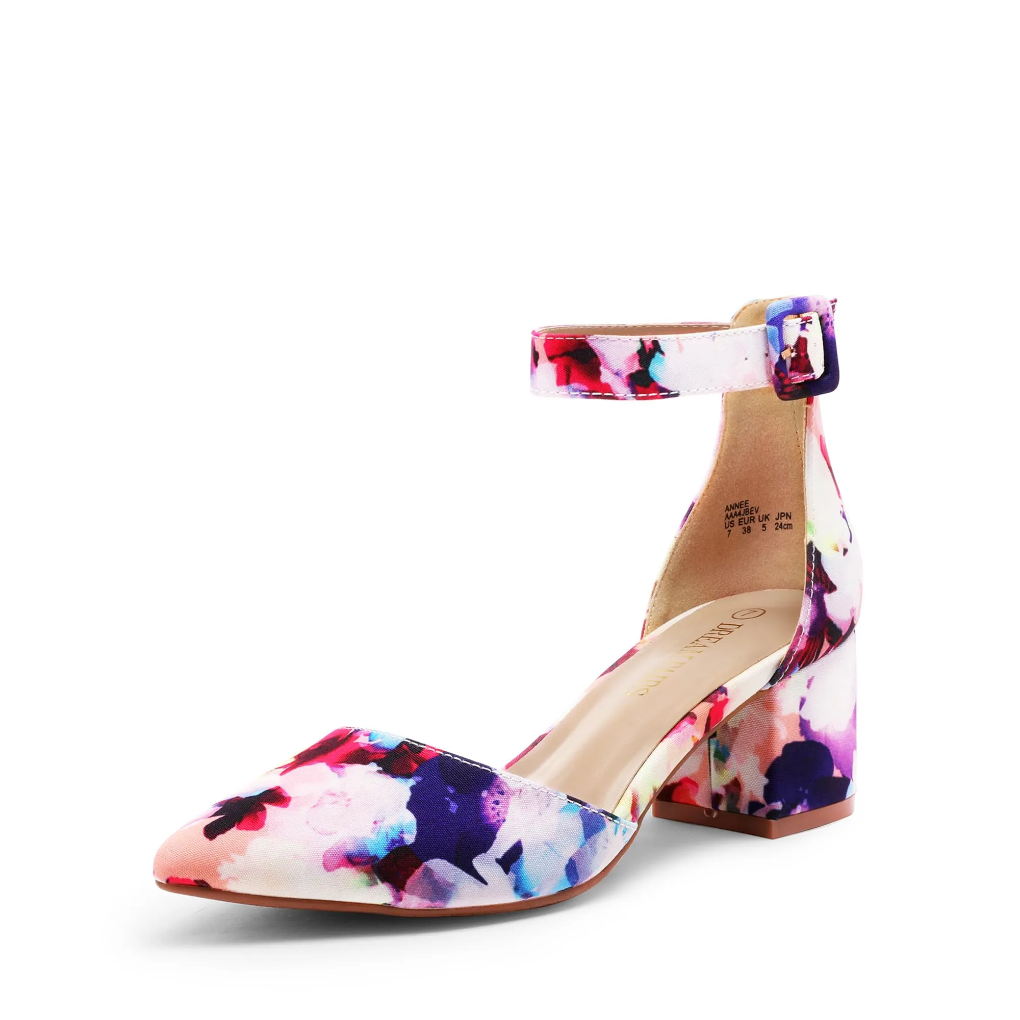 DREAM PAIRS ANNEE Heels Pumps Rhinestone Closed Toe Block Chunky Shoes