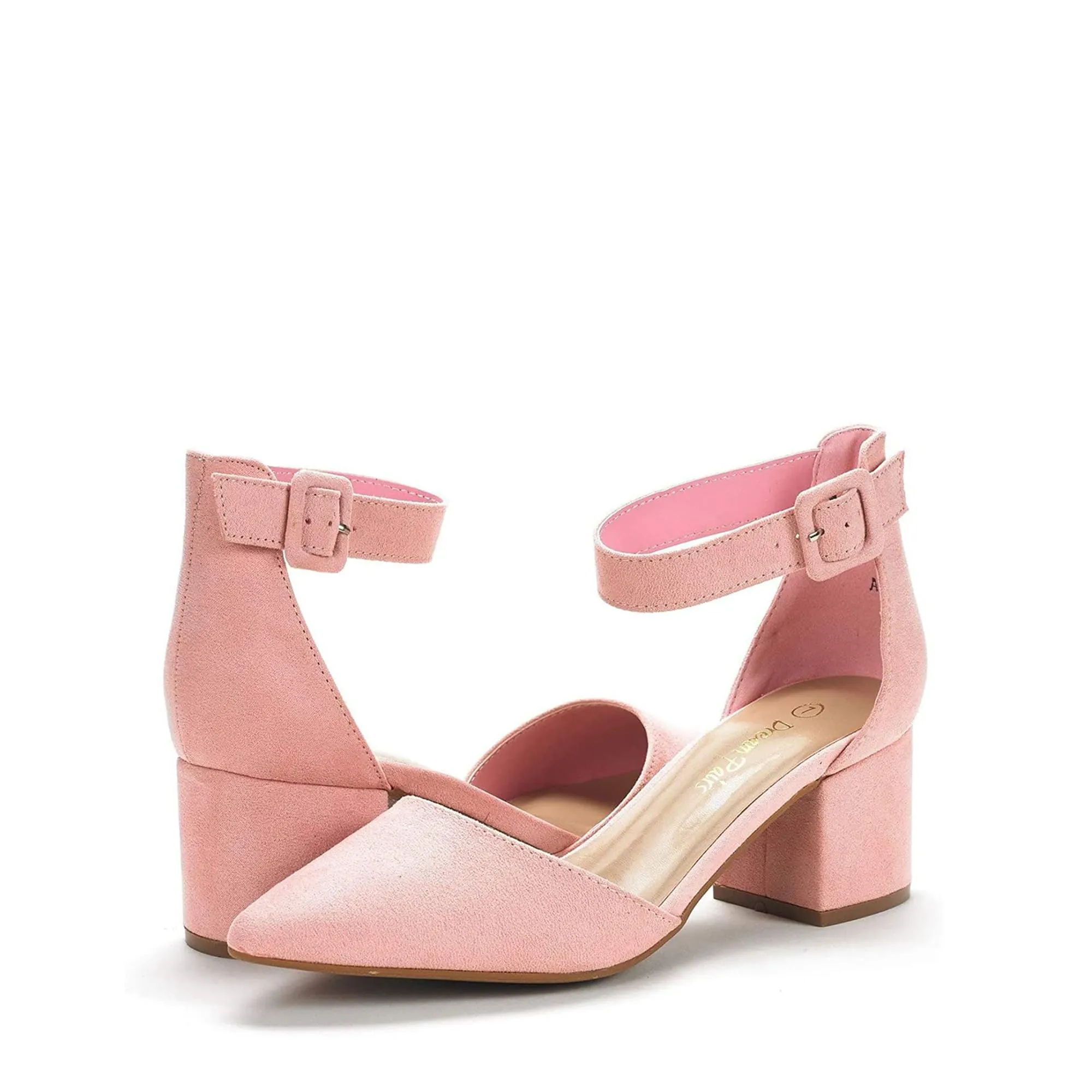 DREAM PAIRS ANNEE Heels Pumps Rhinestone Closed Toe Block Chunky Shoes