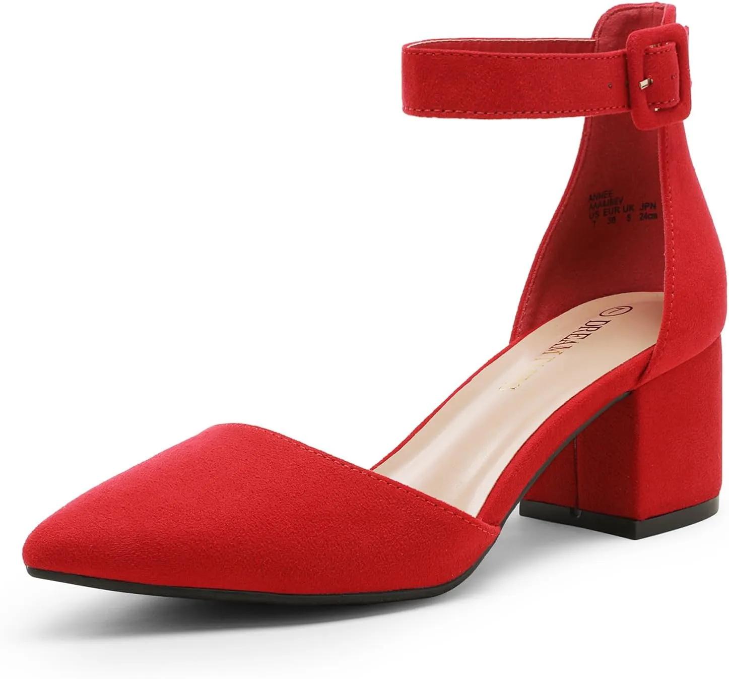 DREAM PAIRS ANNEE Heels Pumps Rhinestone Closed Toe Block Chunky Shoes