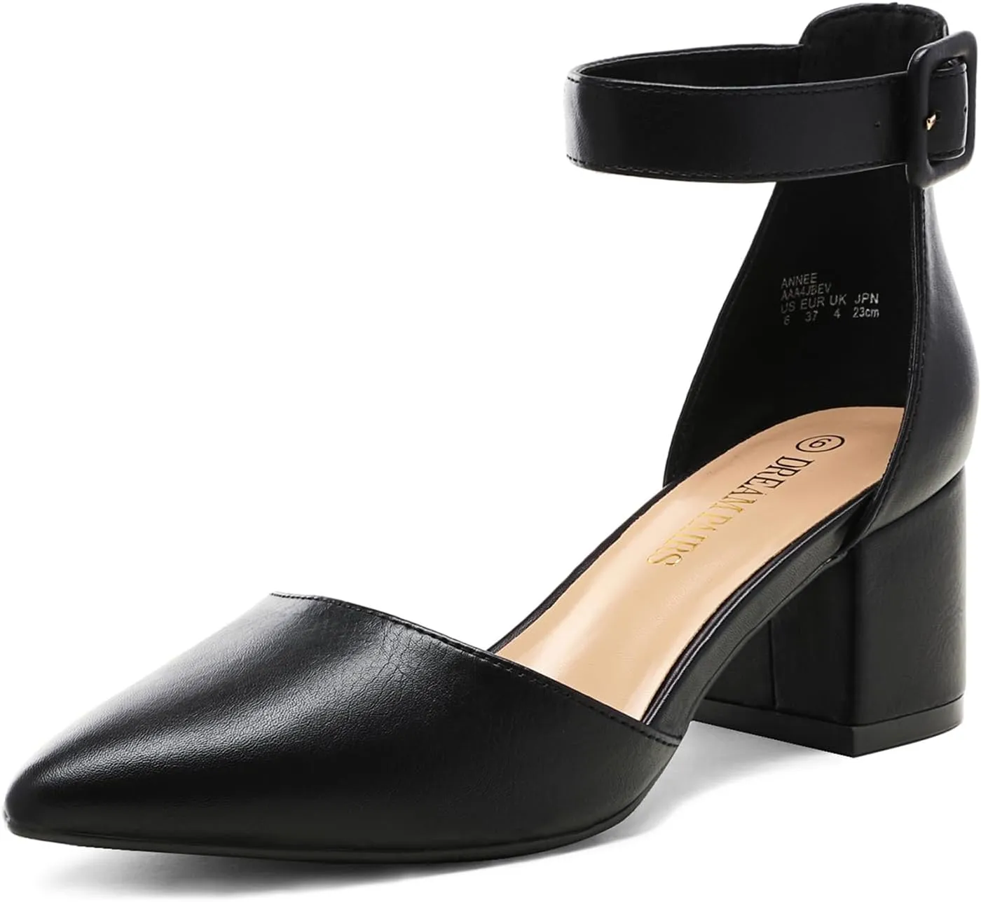 DREAM PAIRS ANNEE Heels Pumps Rhinestone Closed Toe Block Chunky Shoes