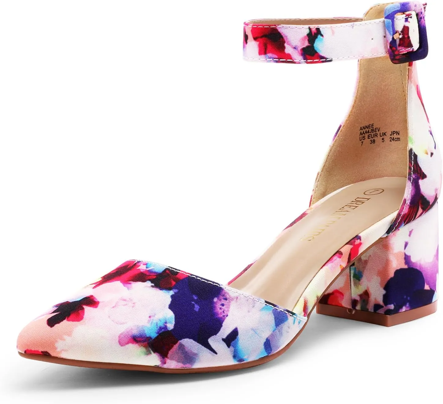 DREAM PAIRS ANNEE Heels Pumps Rhinestone Closed Toe Block Chunky Shoes