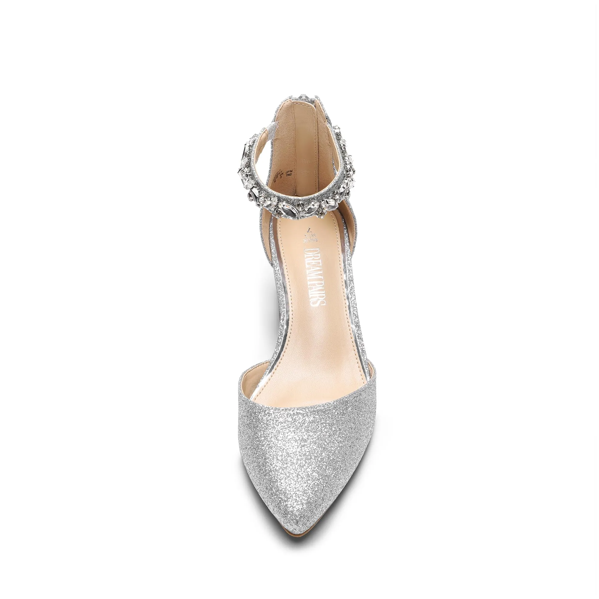 DREAM PAIRS ANNEE Heels Pumps Rhinestone Closed Toe Block Chunky Shoes