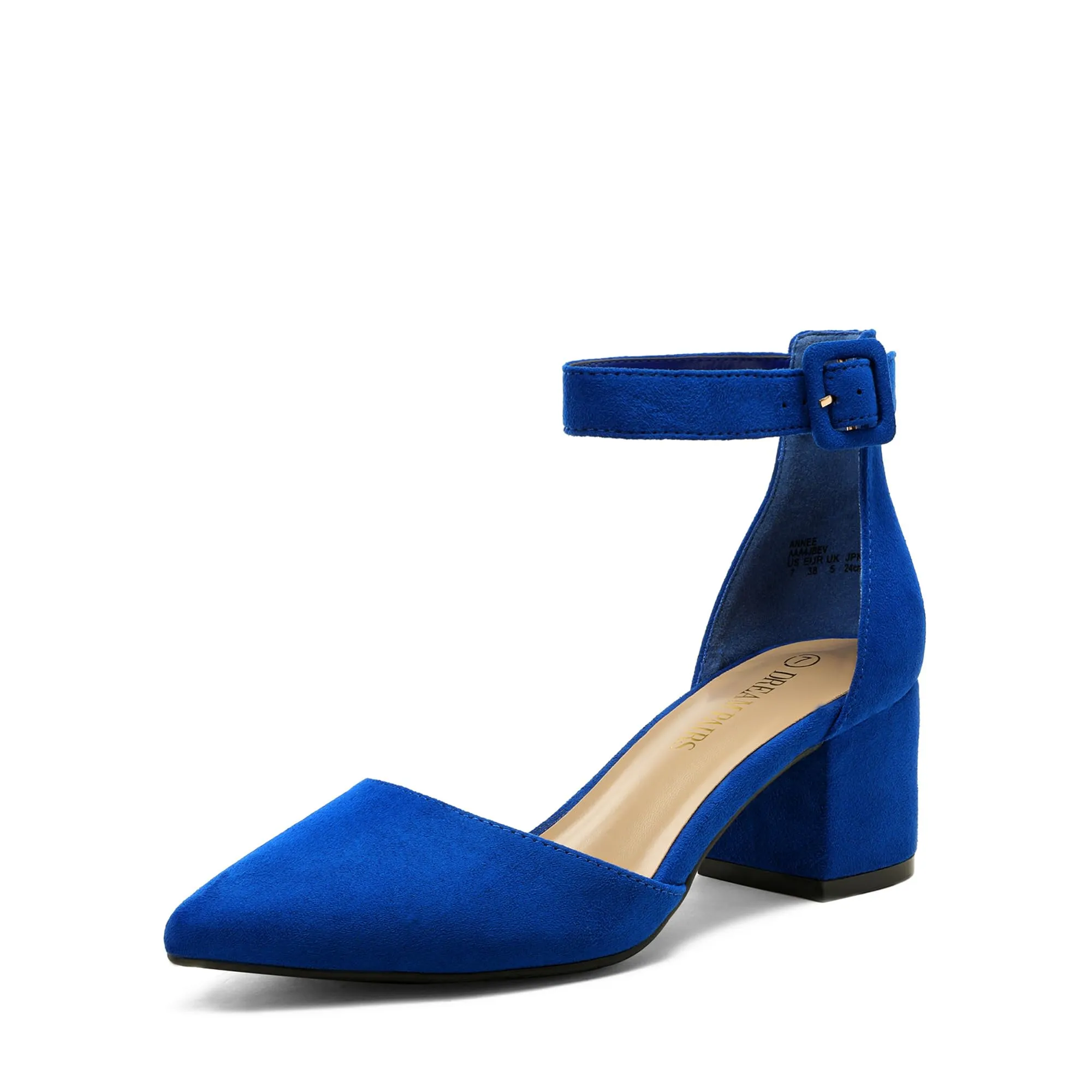 DREAM PAIRS ANNEE Heels Pumps Rhinestone Closed Toe Block Chunky Shoes