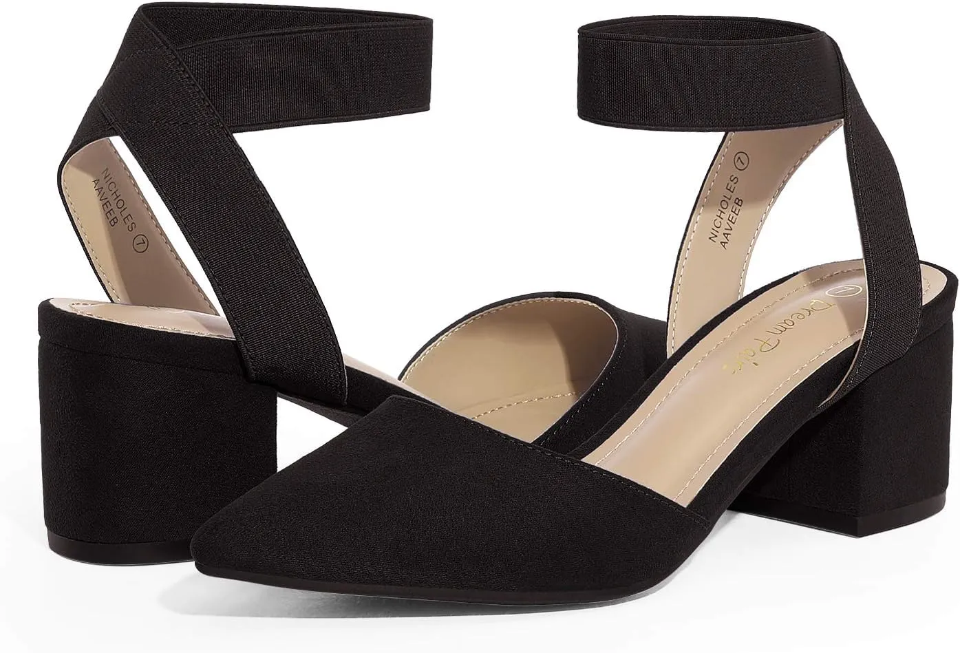 DREAM PAIRS ANNEE Heels Pumps Rhinestone Closed Toe Block Chunky Shoes