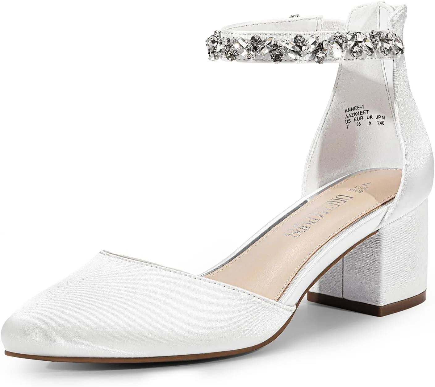DREAM PAIRS ANNEE Heels Pumps Rhinestone Closed Toe Block Chunky Shoes