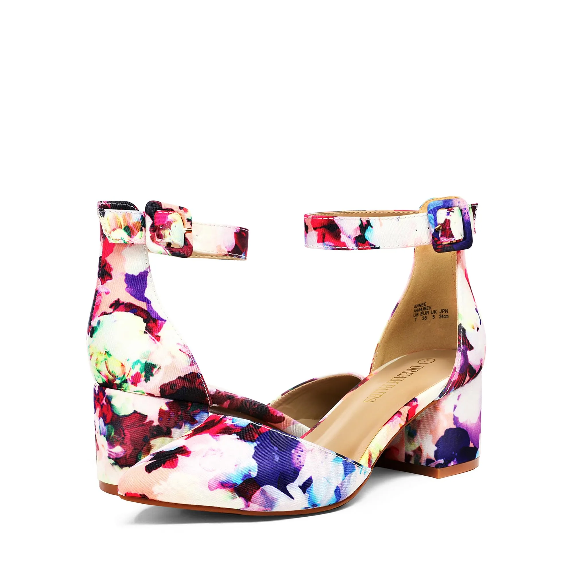 DREAM PAIRS ANNEE Heels Pumps Rhinestone Closed Toe Block Chunky Shoes