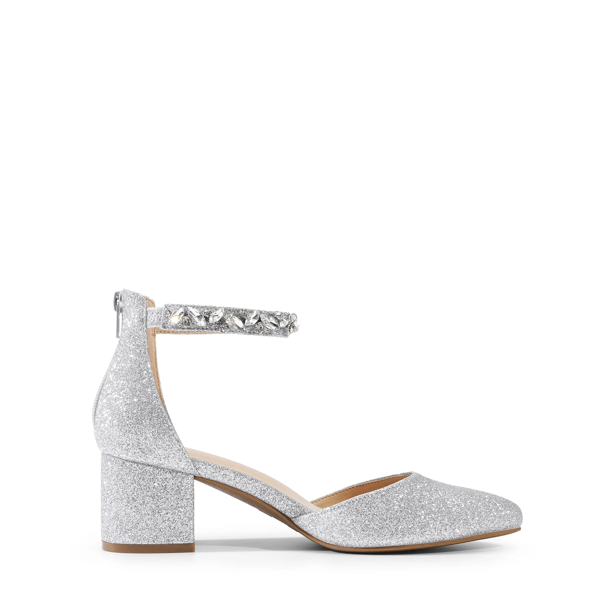 DREAM PAIRS ANNEE Heels Pumps Rhinestone Closed Toe Block Chunky Shoes
