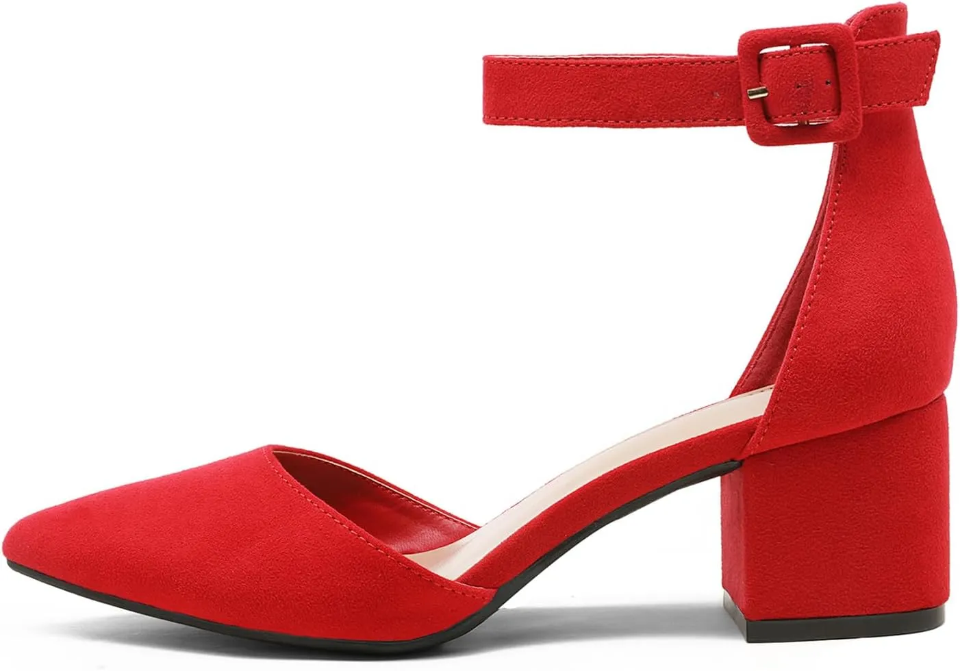 DREAM PAIRS ANNEE Heels Pumps Rhinestone Closed Toe Block Chunky Shoes