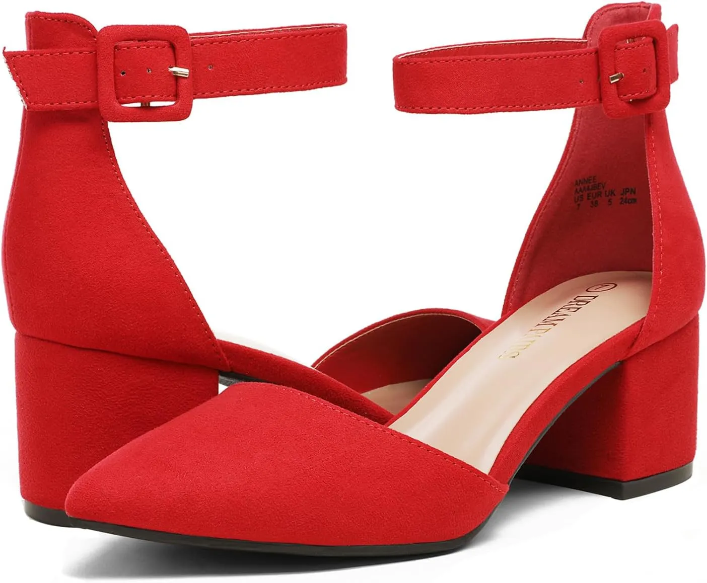 DREAM PAIRS ANNEE Heels Pumps Rhinestone Closed Toe Block Chunky Shoes