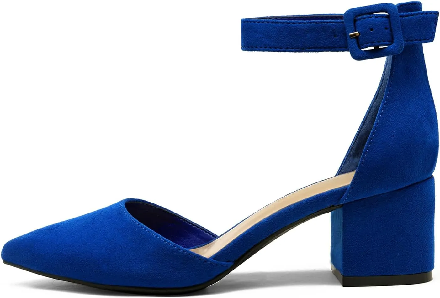 DREAM PAIRS ANNEE Heels Pumps Rhinestone Closed Toe Block Chunky Shoes