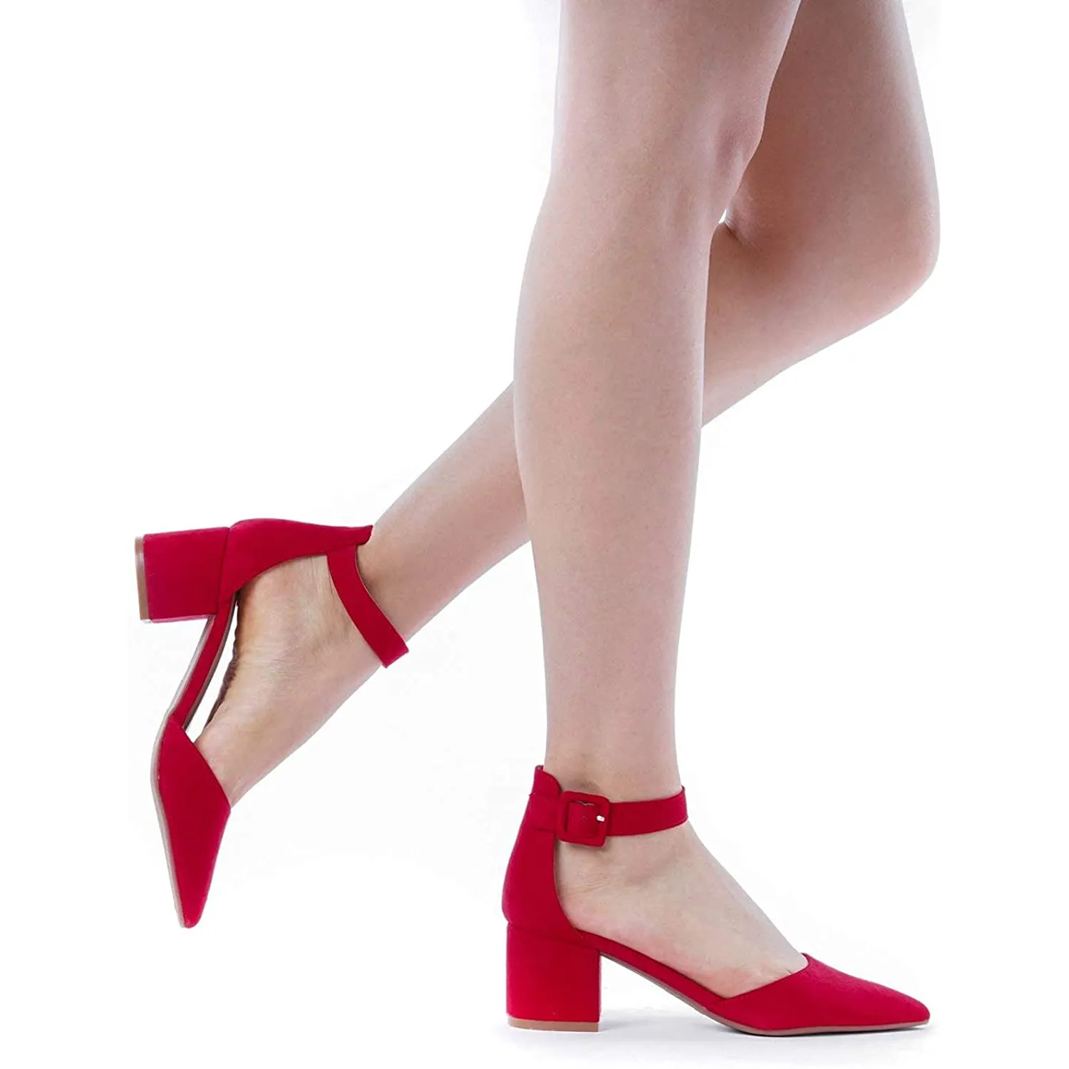 DREAM PAIRS ANNEE Heels Pumps Rhinestone Closed Toe Block Chunky Shoes